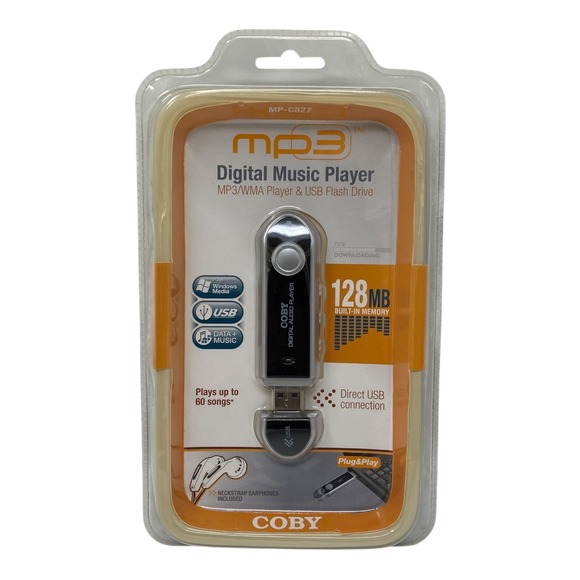 Coby Other - COBY MP3 C827 Digital Music Player 128MB MP3 WMA‎ USB Flash Drive with Earphones